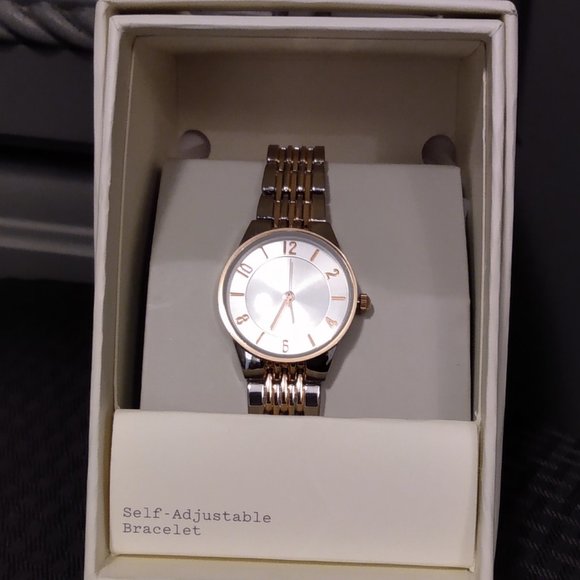 a new day Accessories - NEW Women's Slim Bracelet Watch - A New Day Silver & Rose Gold